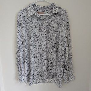 NWT Philosophy Black and White Splatter Button Down Shirt XL